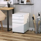 Mobile Vertical File Cabinet Lockable Metal Filling Cabinet with 3 Drawers Anti-tilt Design for Letter A4 Legal Size Fully Assembled Except Casters White