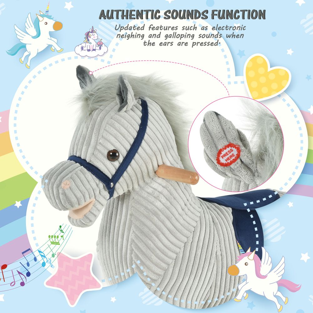 Kids Rocking Horse - Wood Base, Sound, Handlebars - for Ages 36-72 months