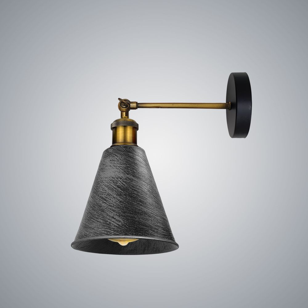 Vintage Industrial Brushed Silver Wall Sconce - Metal Wall Light - Long Arm Neck Mount - Easy Fit