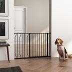 Dog Gate - Wide Stair Gate with Door - Pressure Fit - Black