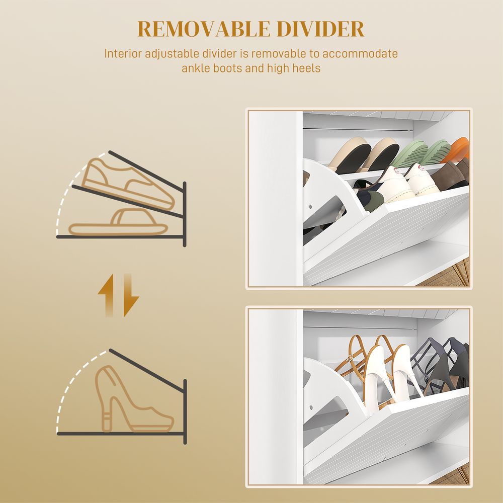 Shoe Storage Cabinet - 2 Flip Drawers - 12 Pairs Capacity - Dust-Free & Durable