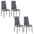 Linen-Touch High Back Dining Chairs - Set of 4 - Upholstered - Steel Legs - Comfortable - Easy Assembly - 97H x 41W x 50Dcm