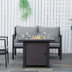 Fire Pit Table: Wind Screen, Glass Beads, Stylish Ambience. for Outdoor Gatherings