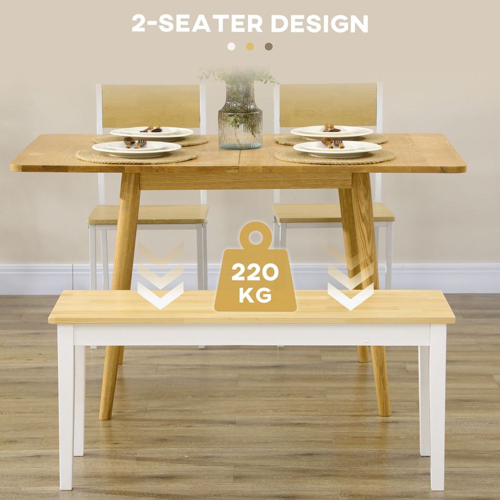 Pine Wood Dining Bench - Natural Finish, Seats 2 - Versatile & Durable