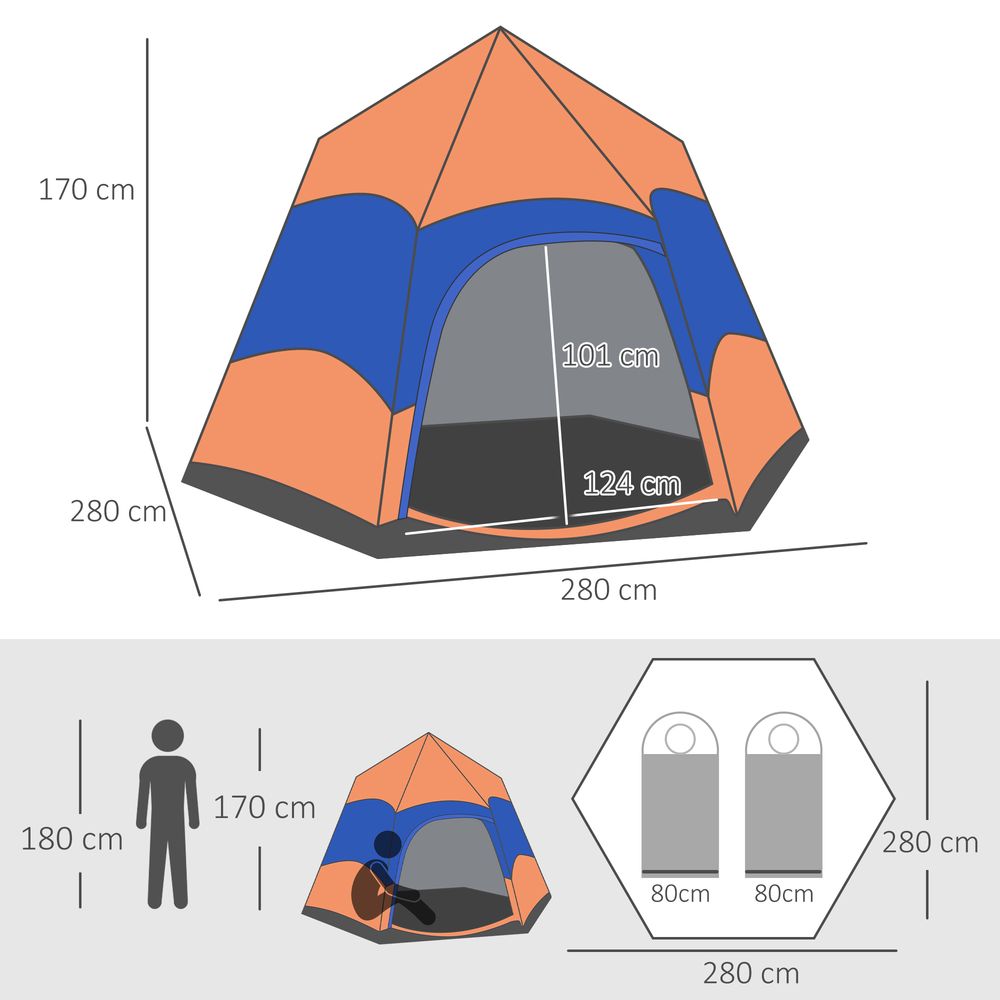 4 Person Pop Up Tent: Camping, Festival, Hiking - Family Shelter, Portable