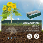 Raised Garden Bed Steel Planter Growing Box for Vegetables Flowers Green