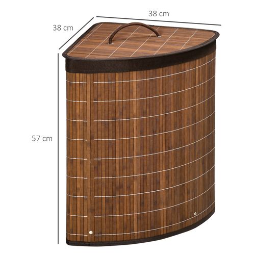 55L Bamboo Corner Laundry Hamper Bamboo Laundry Basket Brown
