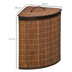 55L Bamboo Corner Laundry Hamper Bamboo Laundry Basket Brown