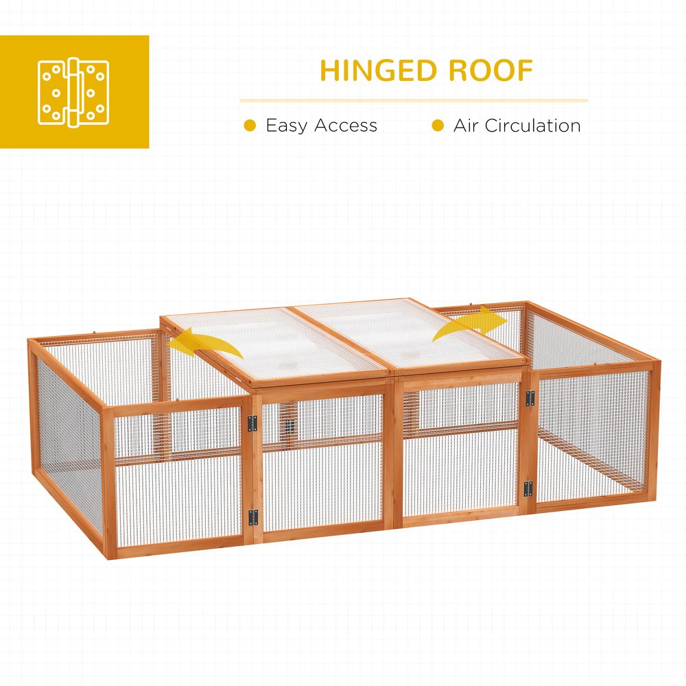 6ft Outdoor Wooden Rabbit Hutch Cage with Wire Mesh Safety Run and Play Space