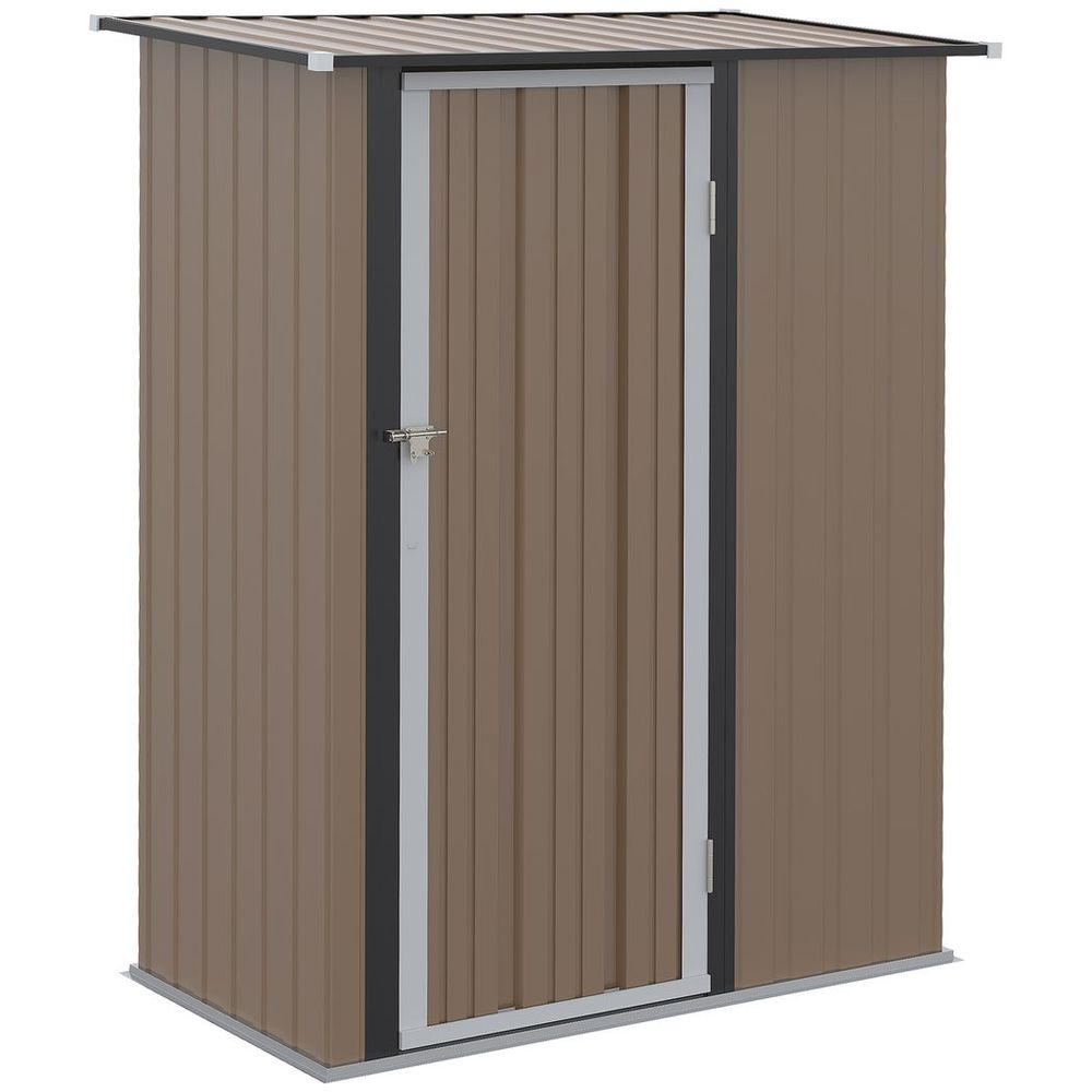 Steel Garden Shed Brown - Lockable Door - Weather-resistant - Outdoor Storage Solution