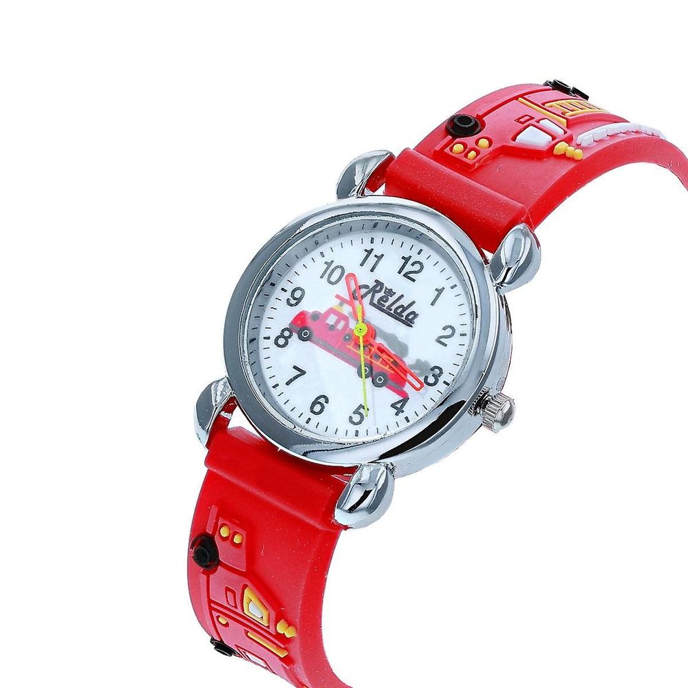 Kids Fire Engine Red Silicone Strap Boy's Watch