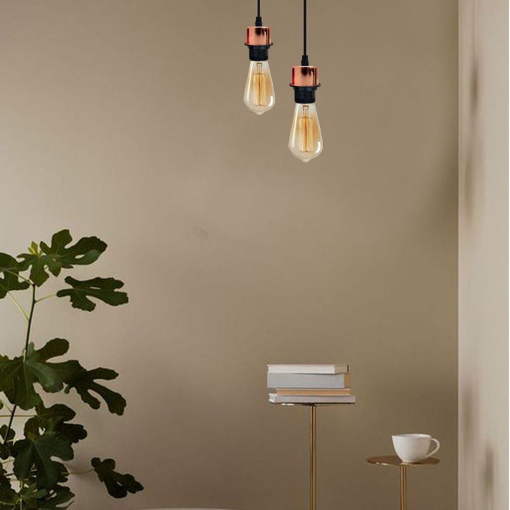 10 Pack Industrial Rose Gold Pendant Light, Lampshade Addable E27 Lamp Holder Light