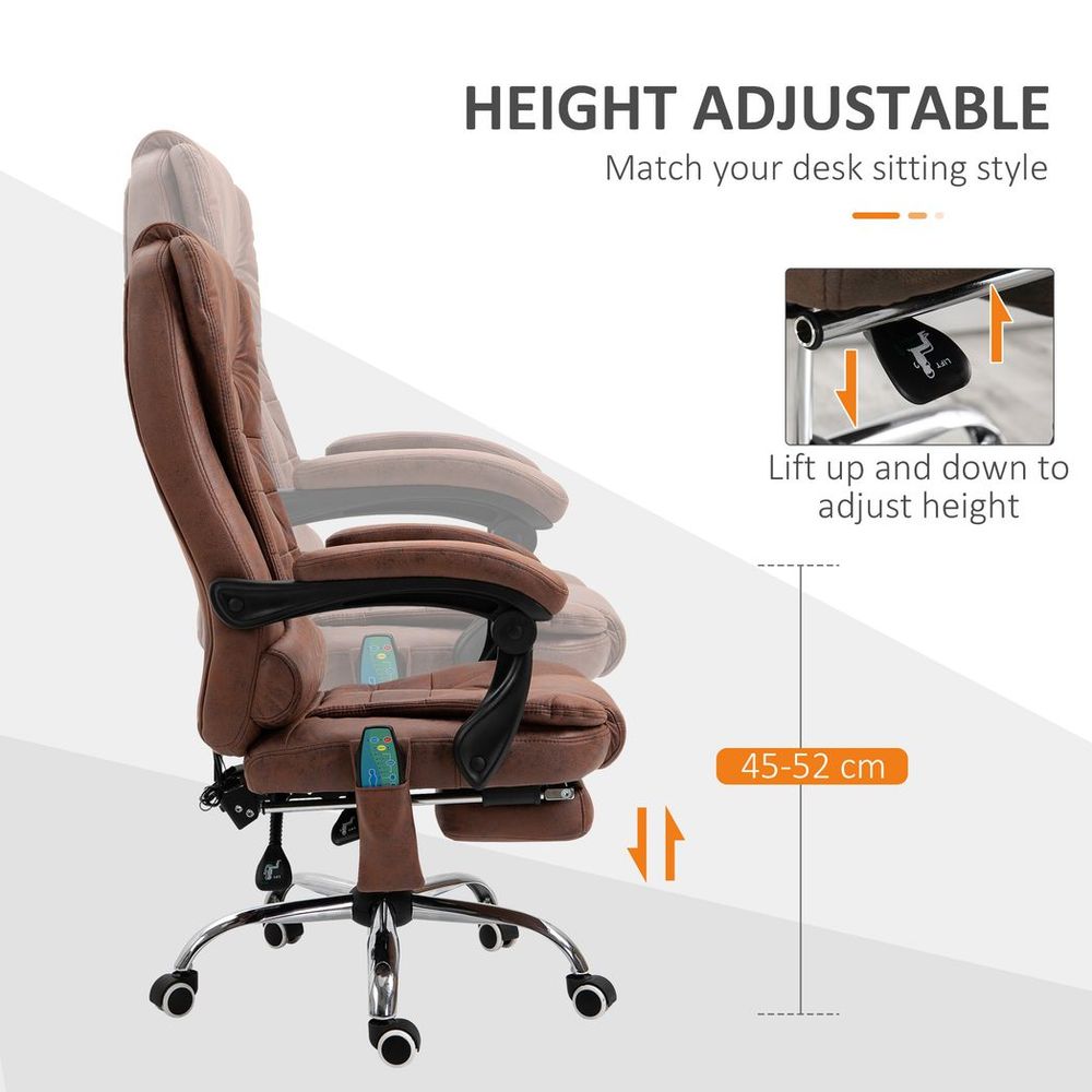 Relaxation Vintage Heated Massage Office Chair - 6 Vibration Points - Brown