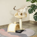 Cat Tree Scratching Scratcher Post Kitten Activity Centre Climber Hanging Ball Beige