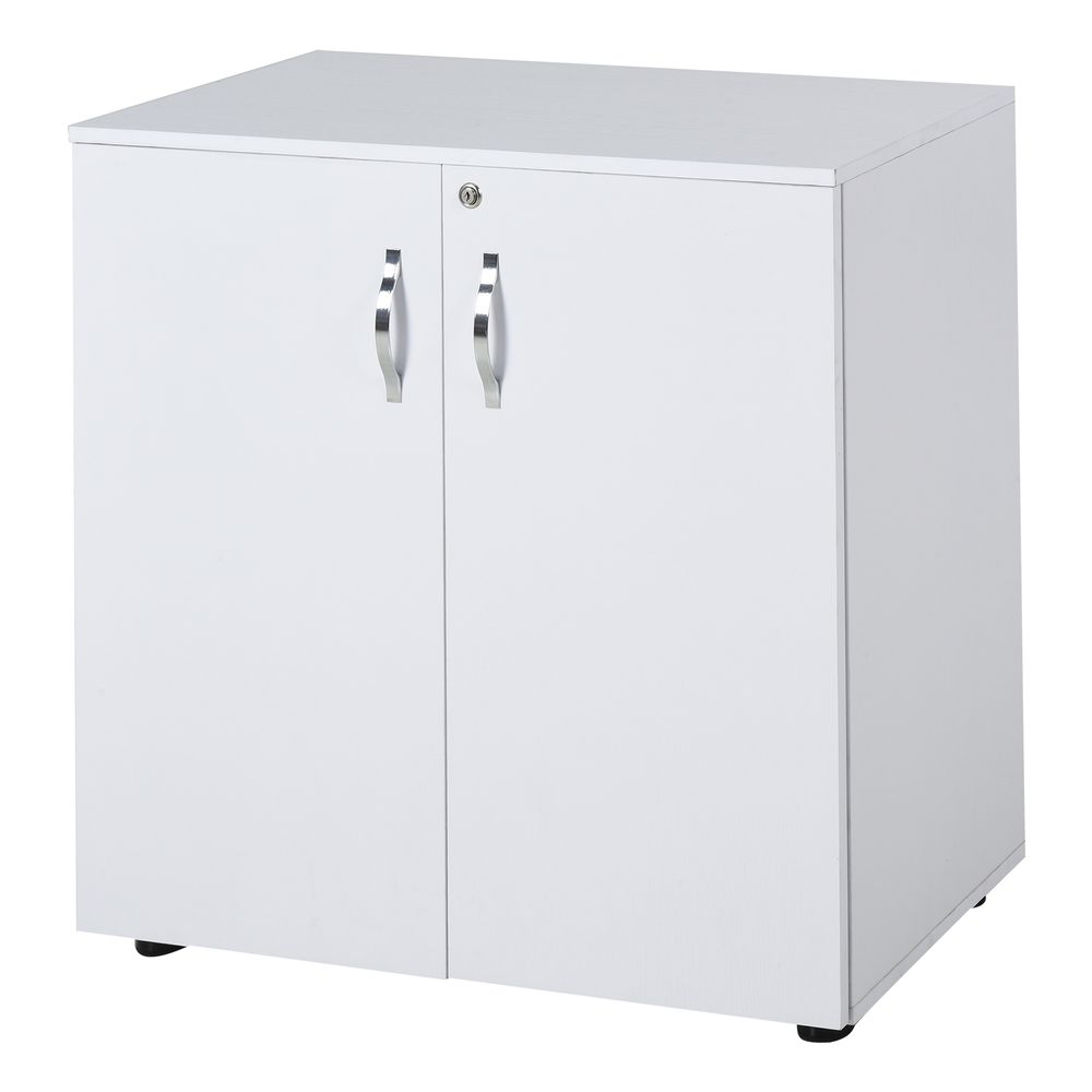 2-Tier Locking Office Storage Cabinet - Organize Files & Papers - White