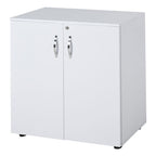 2-Tier Locking Office Storage Cabinet - Organize Files & Papers - White