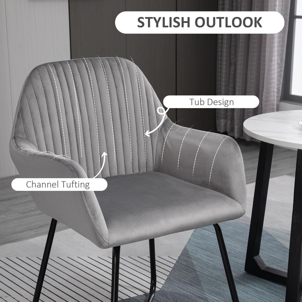 Comfort Grey Velvet Accent Chair: Modern Design, Metal Base, Upholstered Lounge Armchair - Shop Now!