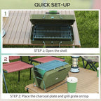 Portable BBQ Grill with Suitcase Design for Camping Picnic Party, Green