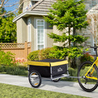 Steel Bike Cargo Trailer - Secure Storage Cart, Bright Yellow Design