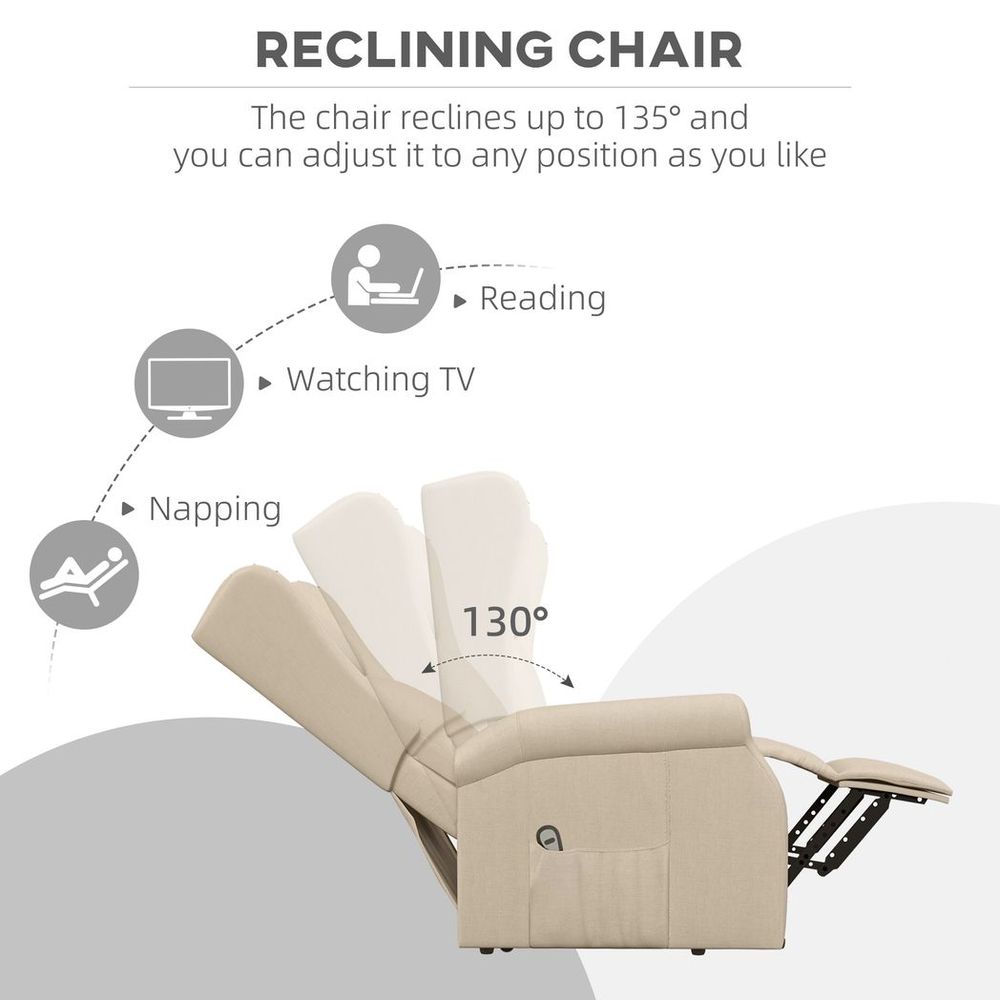 Power Lift Chair for the Elderly Fabric Recliner Armchair w/ Remote Beige