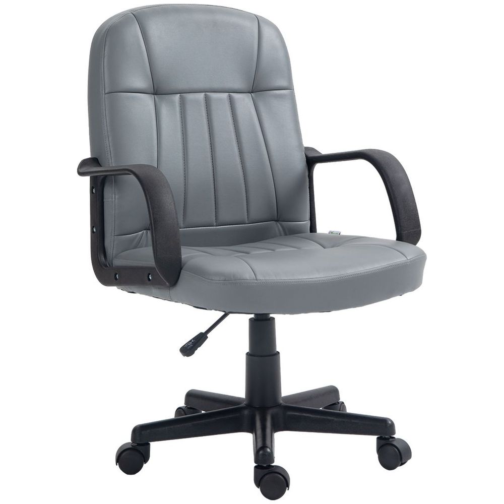 PU Leather Office Chair: Swivel, Mid-Back, Grey - for Stylish and Comfortable Working