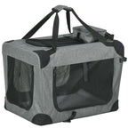 Folding Pet Carrier Bag House W/ Cushion Storage, Grey 60x41.5x41cm