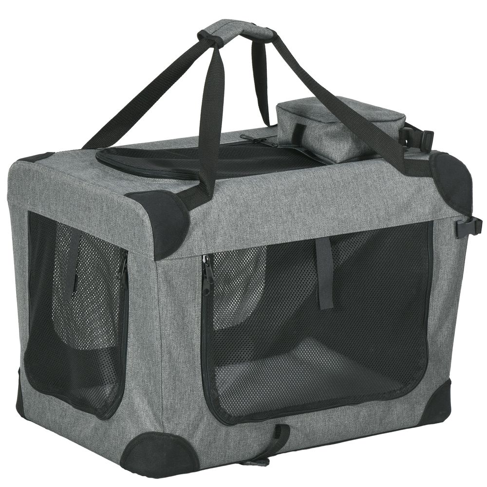 Folding Pet Carrier Bag House W/ Cushion Storage, Grey 60x41.5x41cm