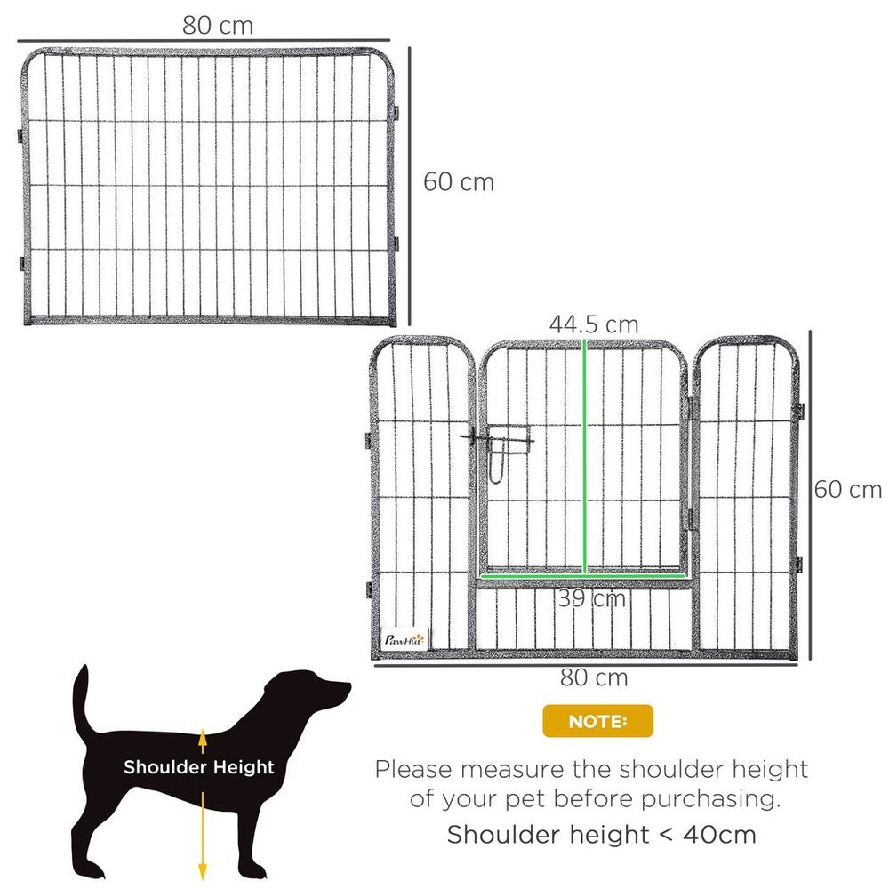 Heavy Duty 16 Panel Dog Pen - 60H cm - 2 Doors - Playpen for Dogs