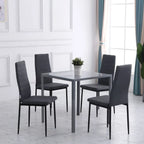 Linen-Touch High Back Dining Chairs - Set of 4 - Upholstered - Steel Legs - Comfortable - Easy Assembly - 97H x 41W x 50Dcm