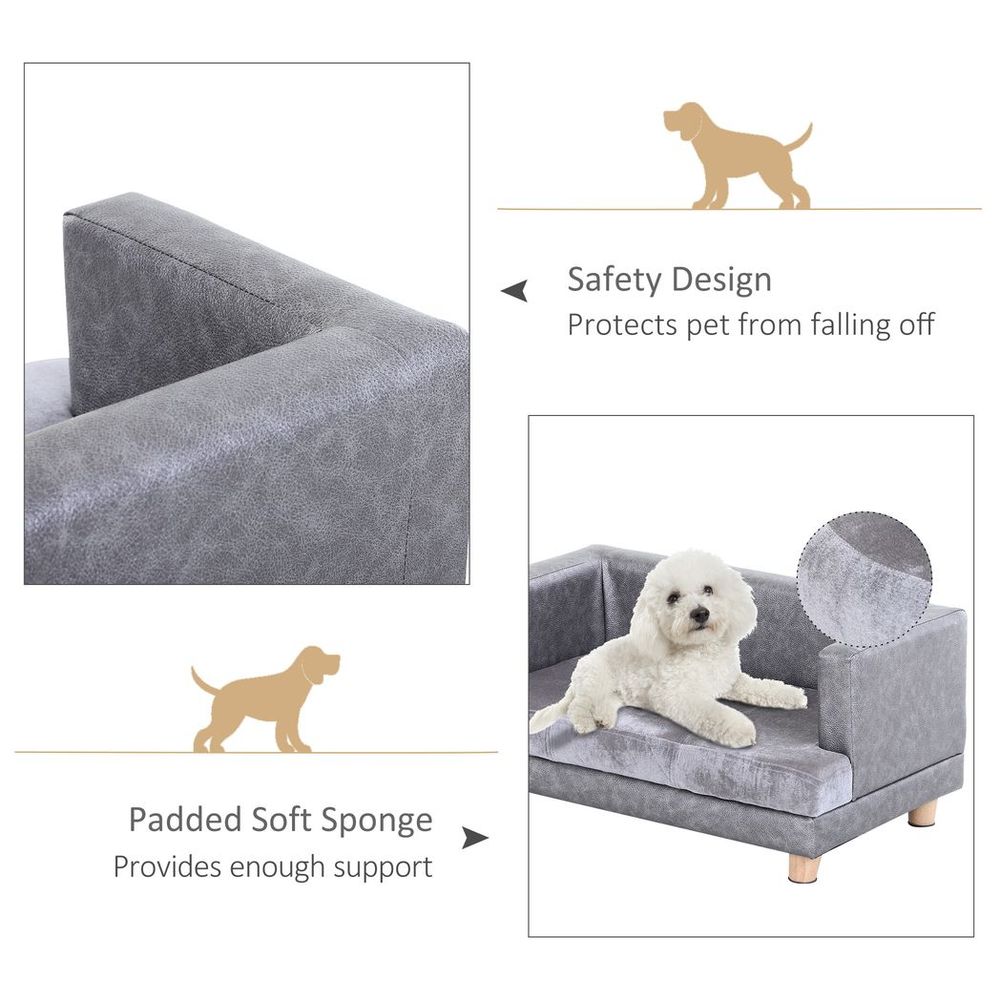 Premium Grey Dog Sofa Bed - Soft & Padded - Perfect for Small-Sized Dogs