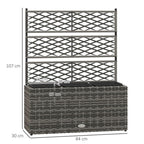 Rattan Planter Box w/ Trellis - Flower Raised Bed, 84x30x107cm