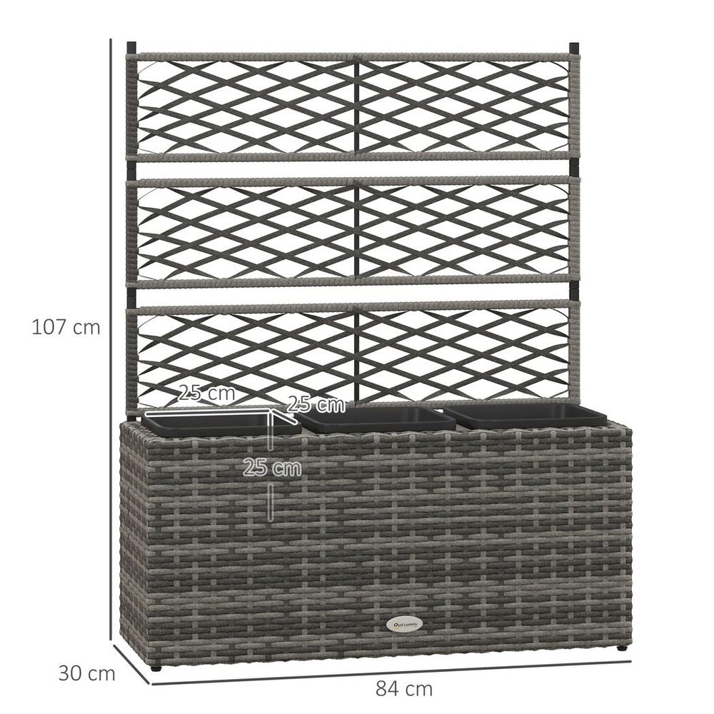Rattan Planter Box w/ Trellis - Flower Raised Bed, 84x30x107cm