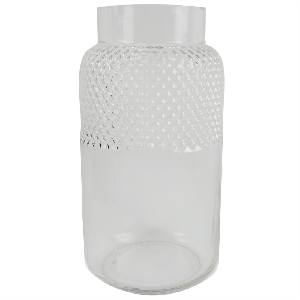 Stunning 29cm Clear Glass Diamond Vase - Perfect for All Flowers - Hand Finished