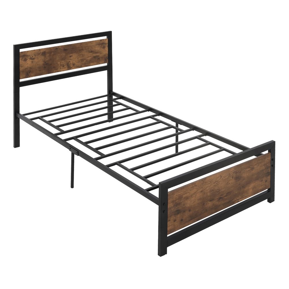 Single Size Metal Bed Frame w/ Headboard & Footboard, 97x195x103cm