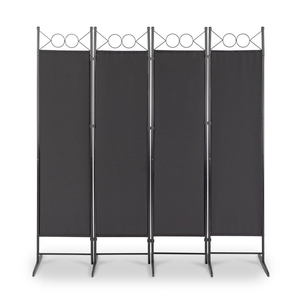 Steel Frame Folding Screen - Black, 4 Panels