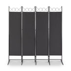 Steel Frame Folding Screen - Black, 4 Panels