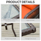 3 Pieces Patio Rattan Bistro Set with Tempered Glass Table Orange
