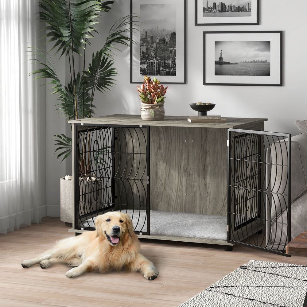 29.5" Dog Crate Furniture End Table w/ Cushion for Medium Dogs