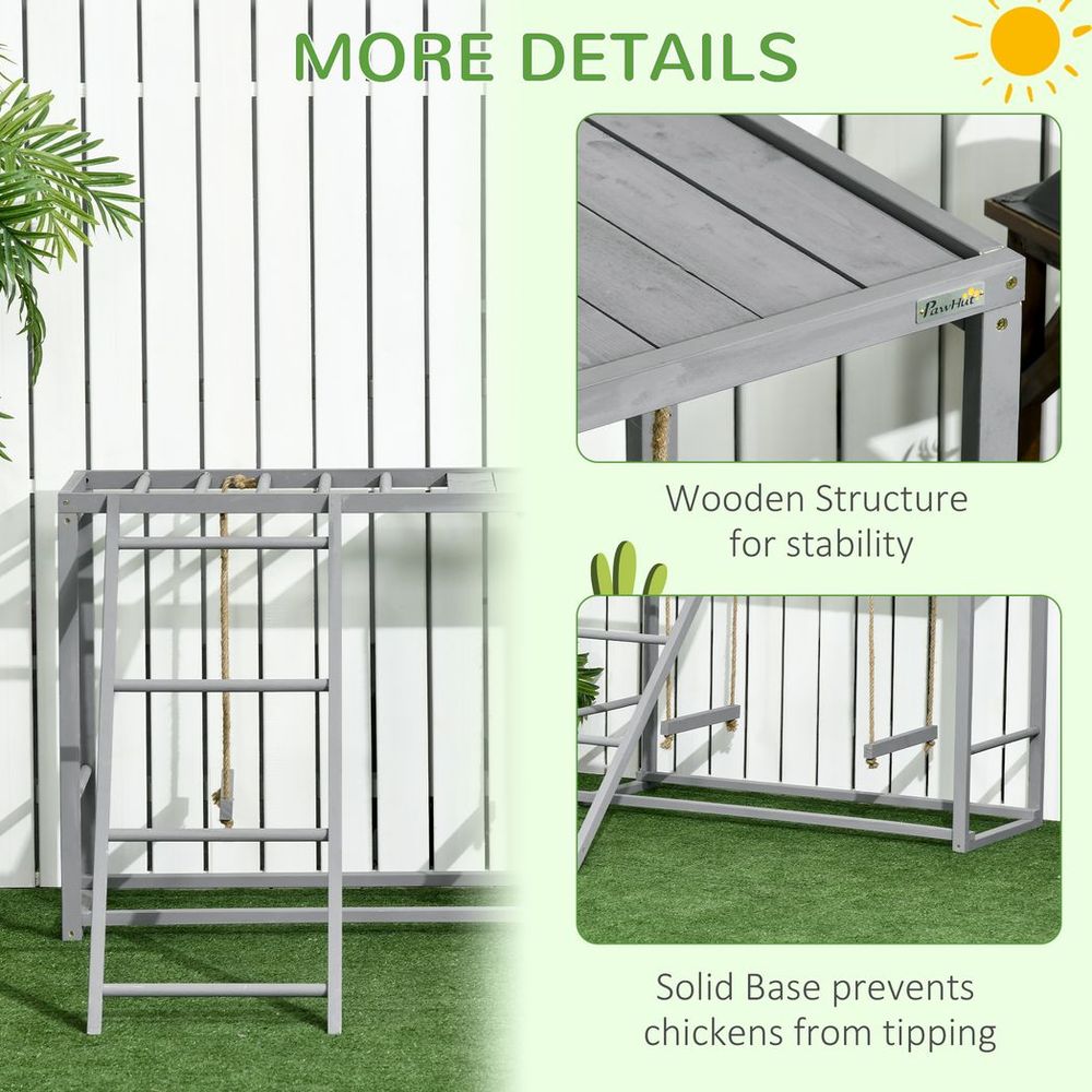 Chicken Activity Play Chicken Coop with Swing Set for 3-4 Birds, Grey