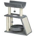 Indoor Cat Tree Tower: Scratching Posts, Pad, Light Grey, Toy Ball - Easy Assembly