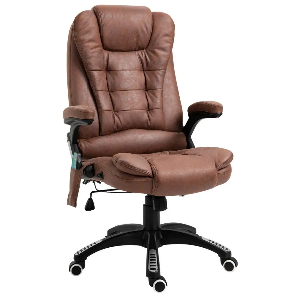 Reclining Chair w/ Heating Massage Points Relaxing Headrest Brown - Executive