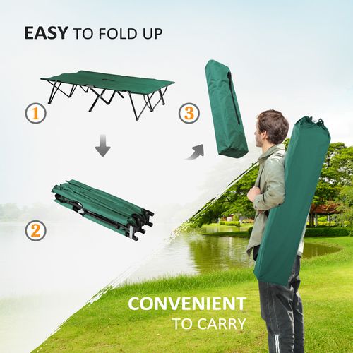 Double Camping Bed Camping Cot Foldable Sunbed Outdoor Patio Sleeping Bed Super Light with Carry Bag (Green)