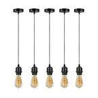 5 Pack Industrial Pendant Light Fitting, Lampshade Addable E27 Lamp Holder Light