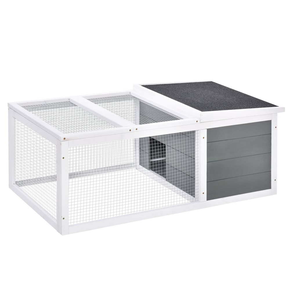 Rabbit Hutch Guinea Pig Hutch Wooden Small Animal Cage Rabbit Run Duck House with Openable Roof for Indoor Outdoor 115 x 66 x 47.5 cm