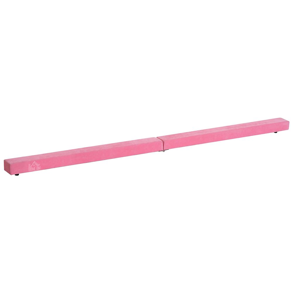 Balance Beam Trainer: Foldable, Pink Suede Gymnastics Equipment for Home., versatile, and safe