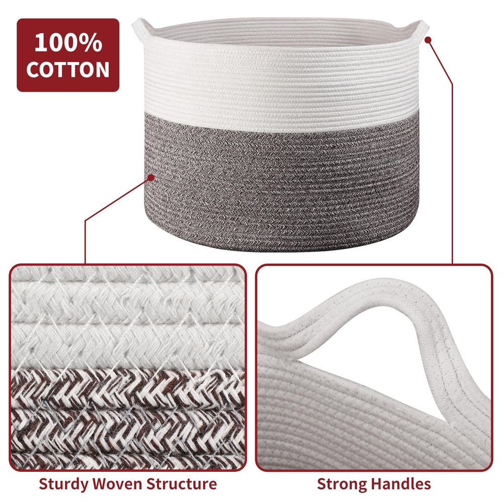 Laundry Basket Wht & Natural