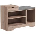 Upholstered Entryway Shoe Bench with Storage Drawer Distressed