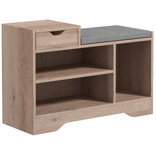 Upholstered Entryway Shoe Bench with Storage Drawer Distressed