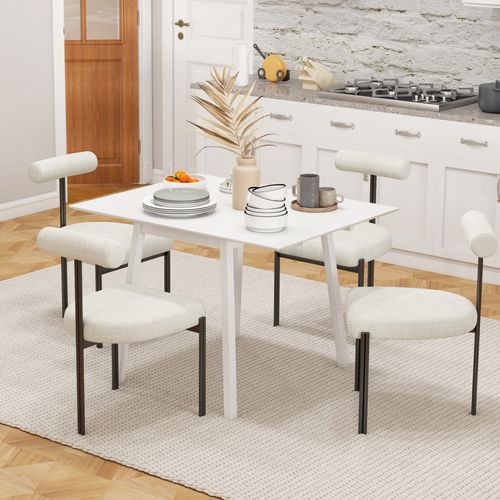 Extendable Kitchen Table for 2-4, Folding Drop Leaf Dining Table, White