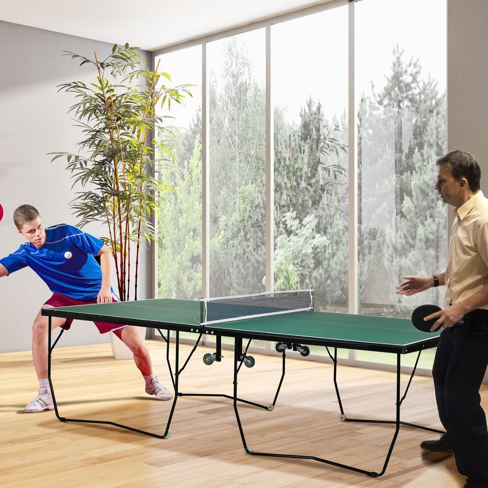 9FT Folding Table Tennis Table - Indoors/Outdoors - 8 Wheels